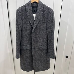 Italian Wool Herringbone Topcoat Banana Republic Emmetex Fabric Gray M NWT